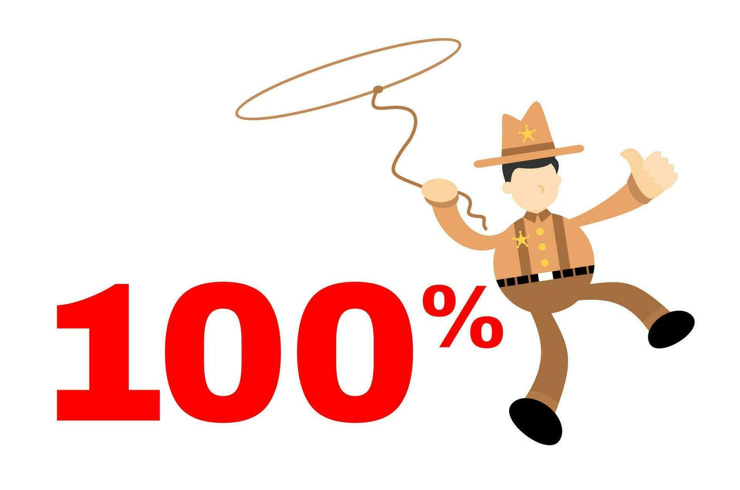 cowboy america and one hundred percent cartoon doodle flat design style vector illustration