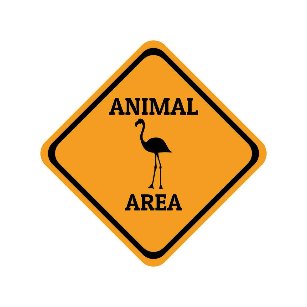 flamingo bird animal warning traffic sign flat design vector illustration