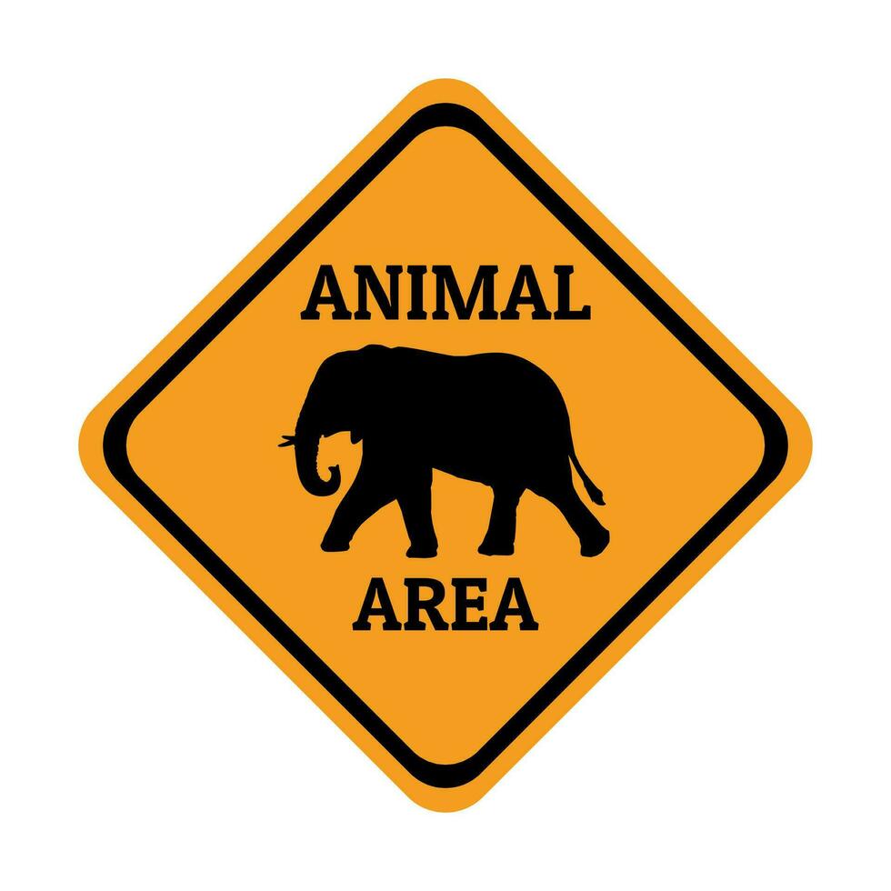 elephant animal warning traffic sign flat design vector illustration