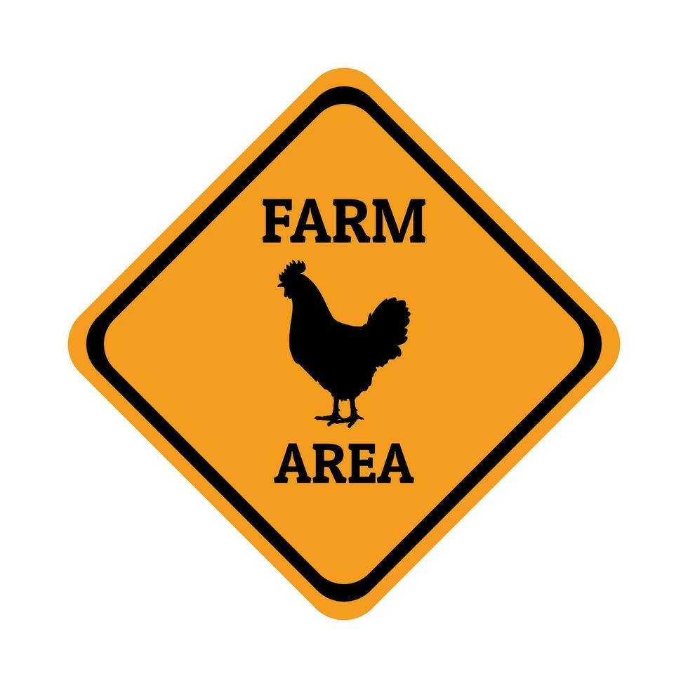 chicken farm animal warning traffic sign flat design vector illustration