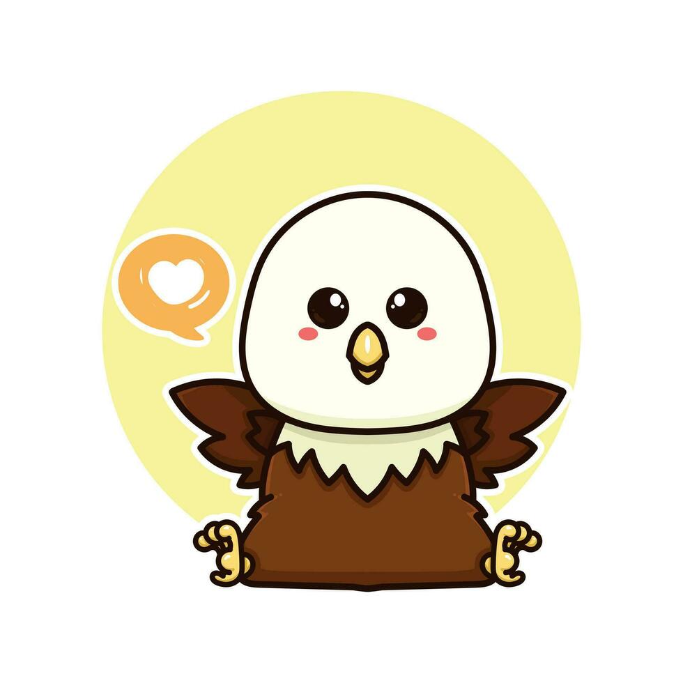 contento calvo águila pájaro adorable dibujos animados garabatear vector ilustración plano diseño estilo