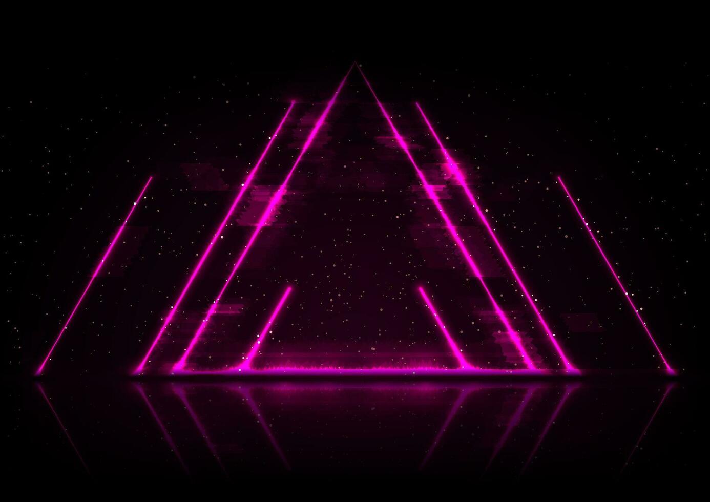 Violet neon lines and triangle abstract technology background vector