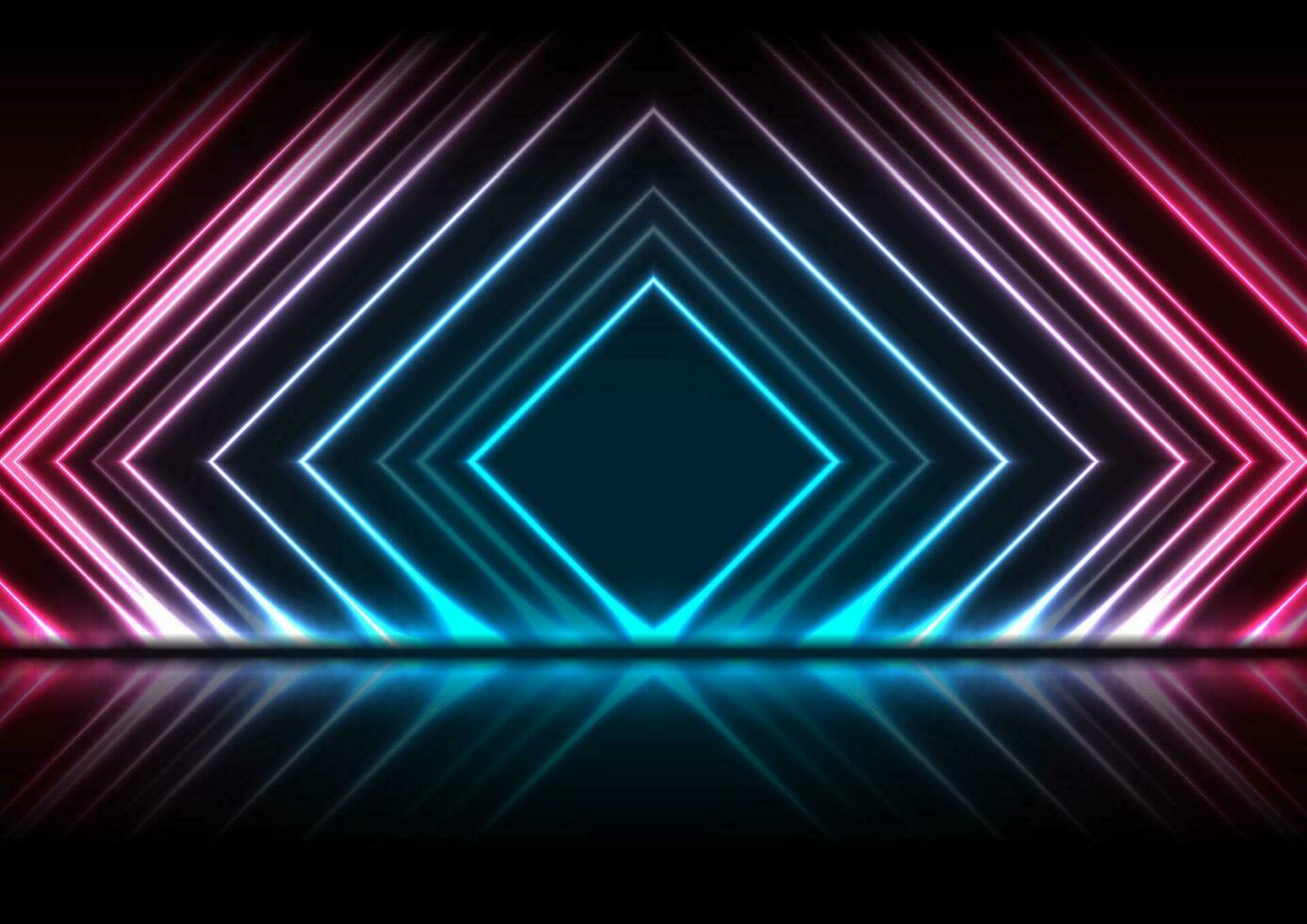 Blue red neon laser squares technology background vector