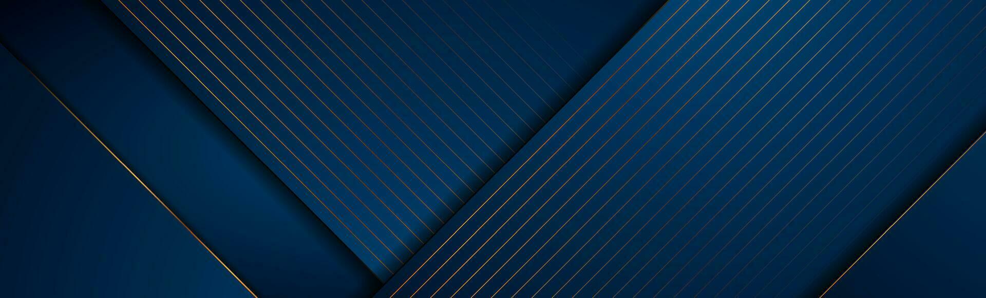 Dark blue and golden abstract tech geometric background vector