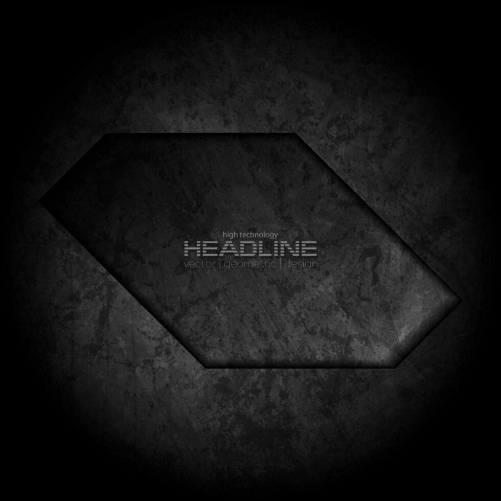 Black hi-tech concept abstract grunge background vector