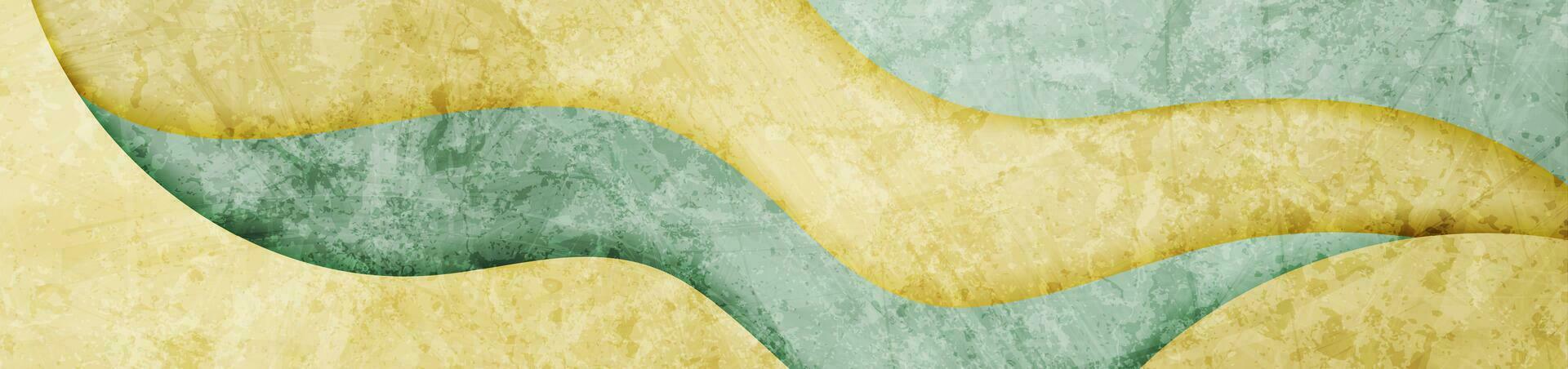 Blue and yellow grunge waves abstract material background vector