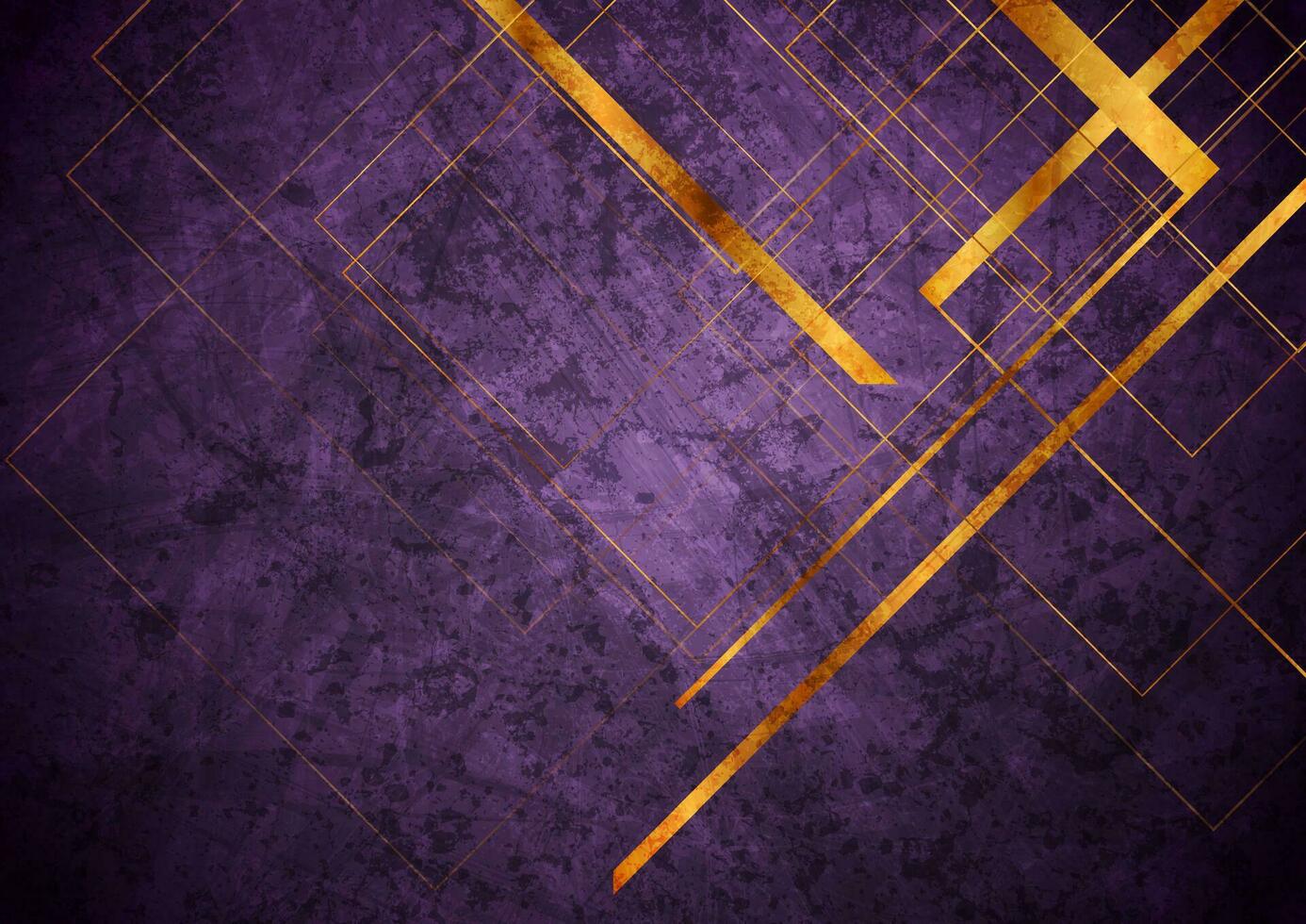 Dark violet and golden lines grunge geometric background vector