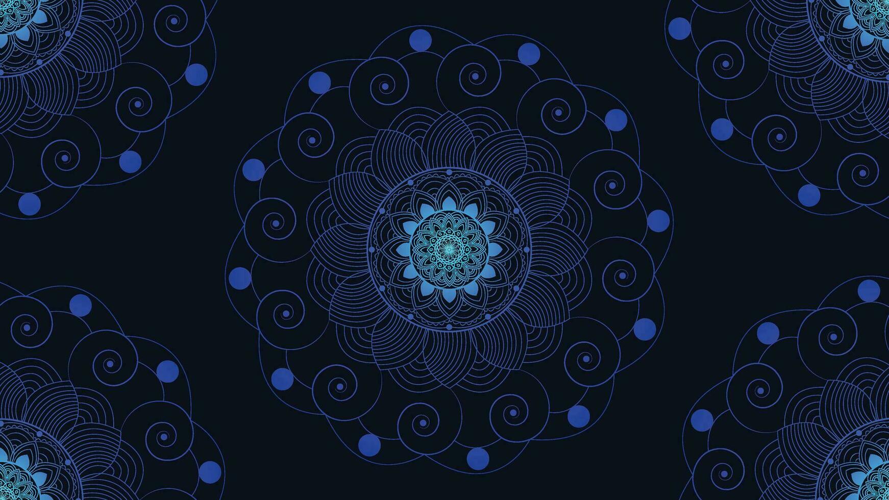 Abstract round logo type blue gradient shade Mandala in dark blue background. vector