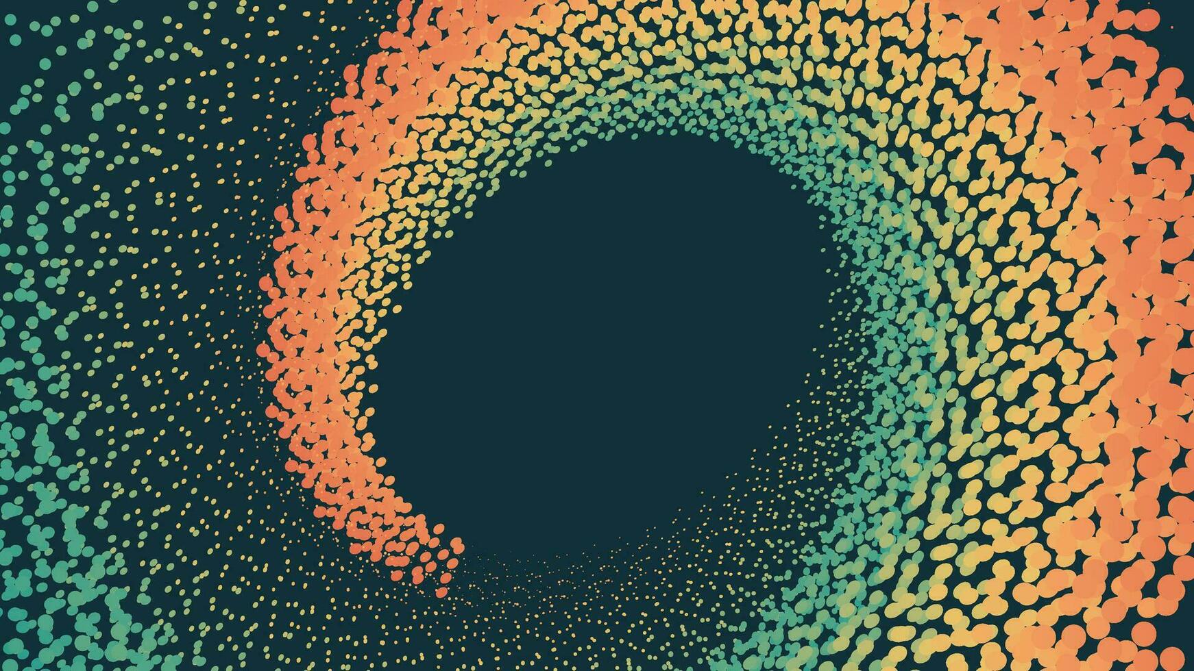 Abstract spiral rainbow dotted vortex background. vector