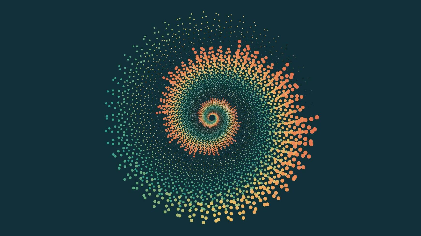 Abstract spiral rainbow dotted vortex background. vector