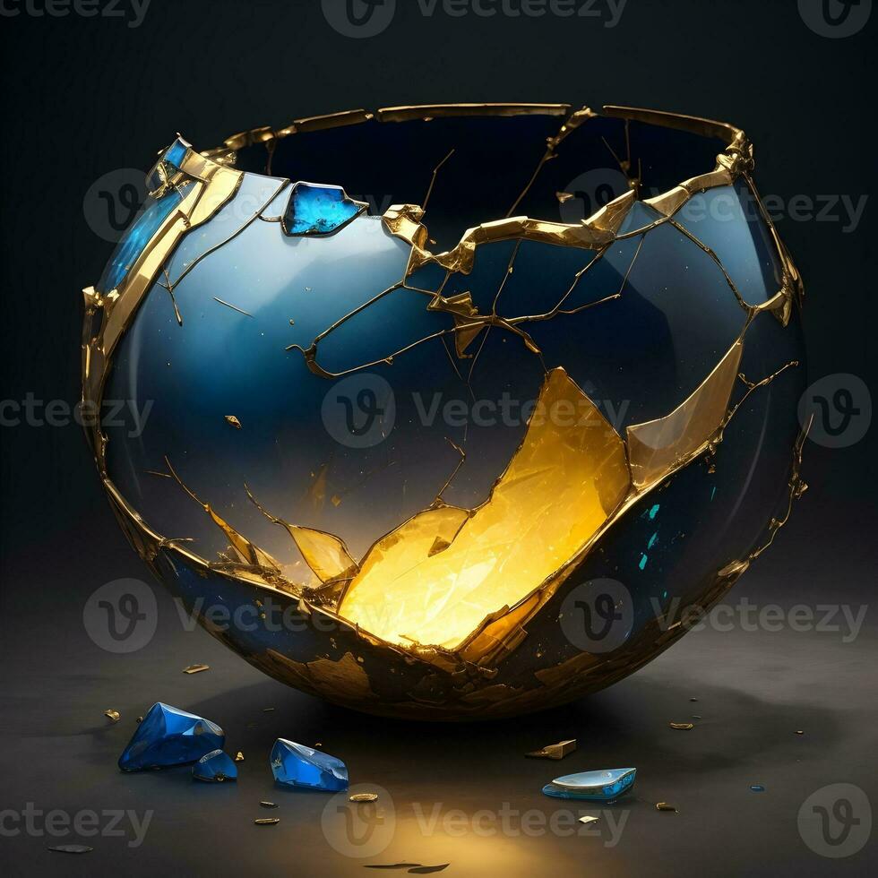 Resplendent Revival The Optimistic Alchemy of Kintsugi Caldron AI Generative photo