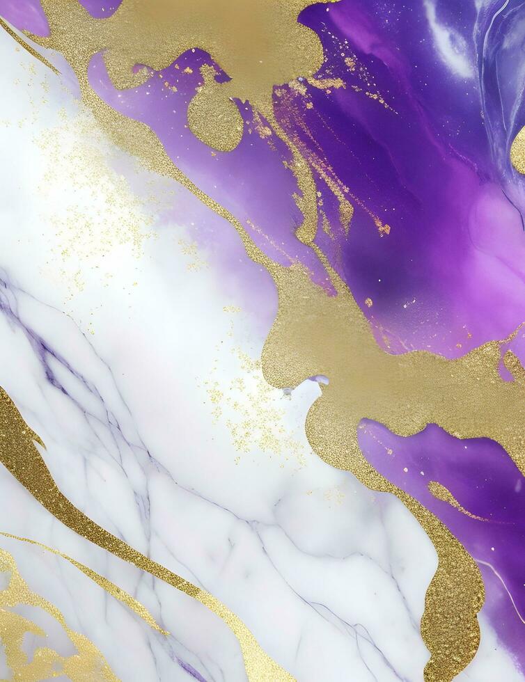 Gold and white marble with gold swirls AI Generative photo