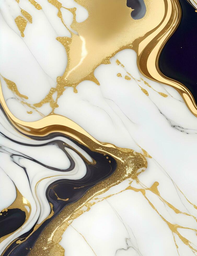 Gold and white marble with gold swirls AI Generative photo