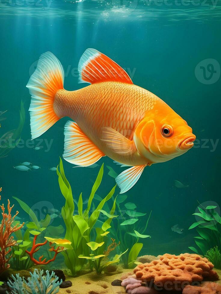 Fish in Aquarium AI Generative photo