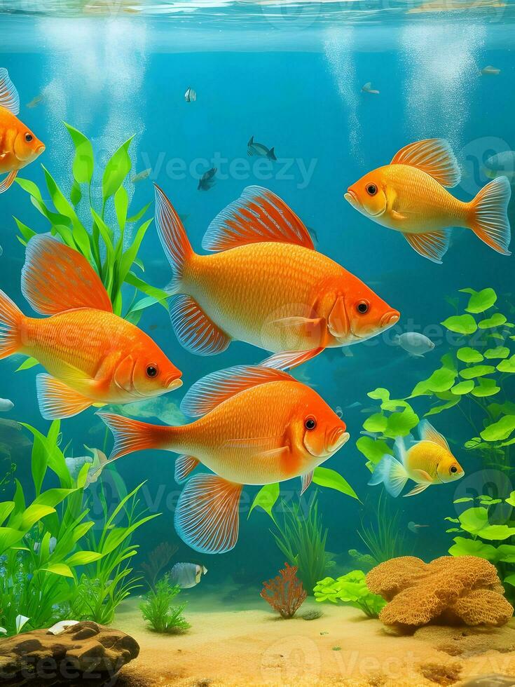 Fish in Aquarium AI Generative photo