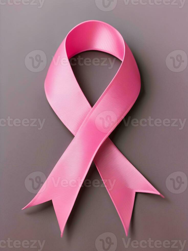 Pink ribbon placed on White Background AI Generative photo