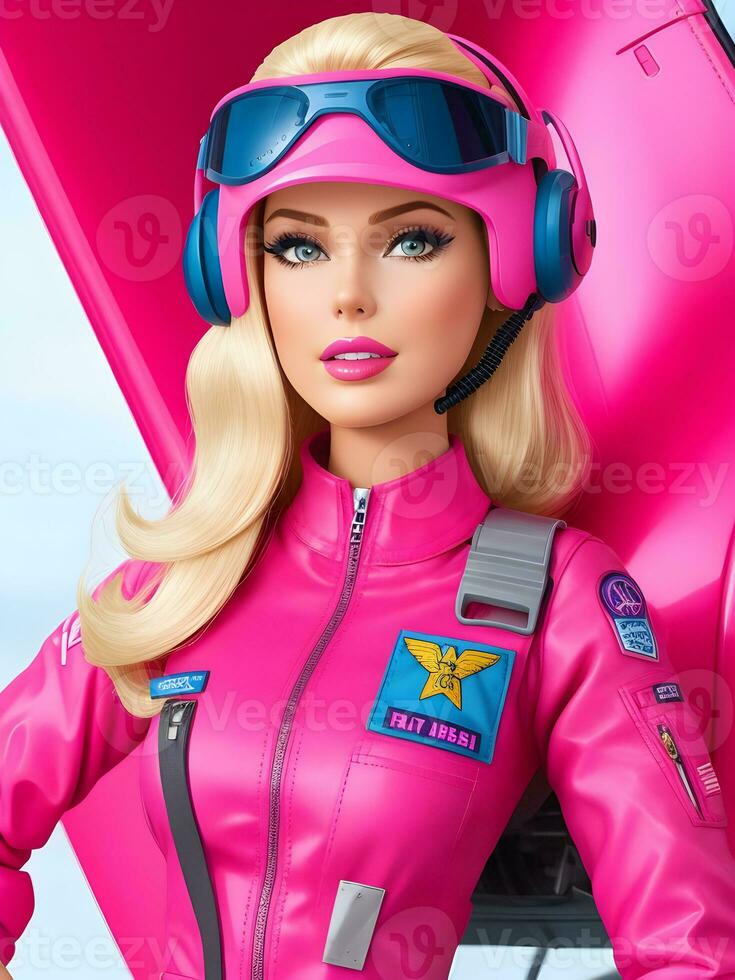 Barbie en piloto vestir ai generativo foto