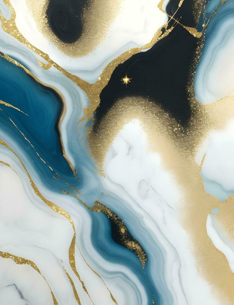 Gold and white marble with gold swirls AI Generative photo