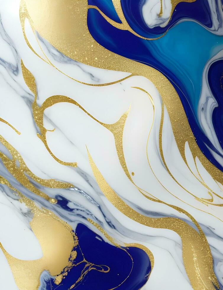 Gold and white marble with gold swirls AI Generative photo