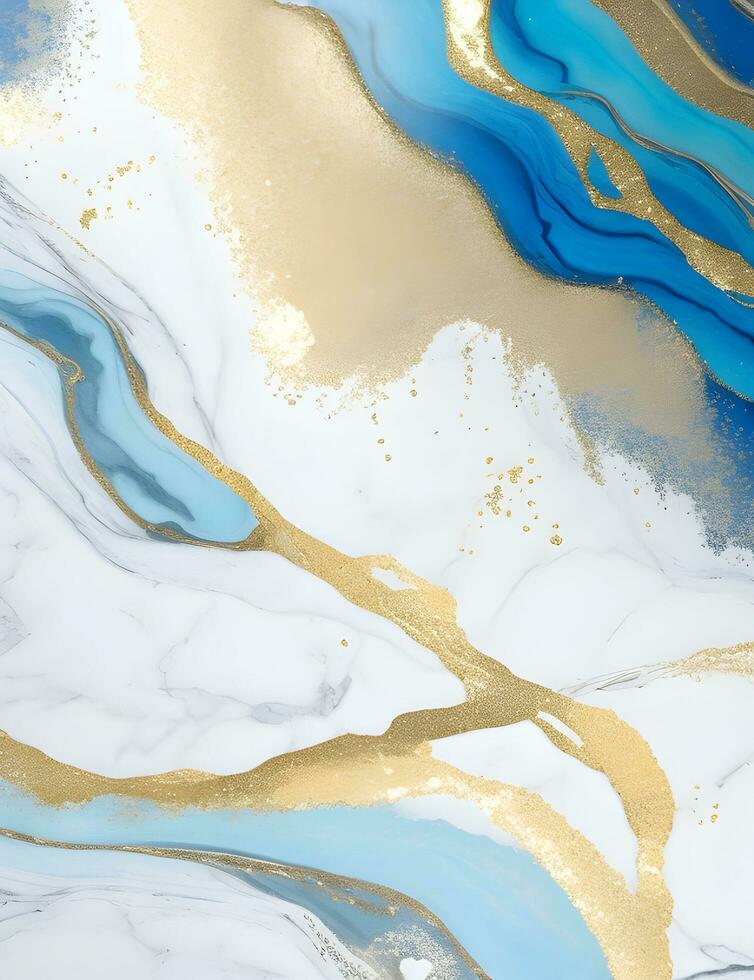 Gold and white marble with gold swirls AI Generative photo