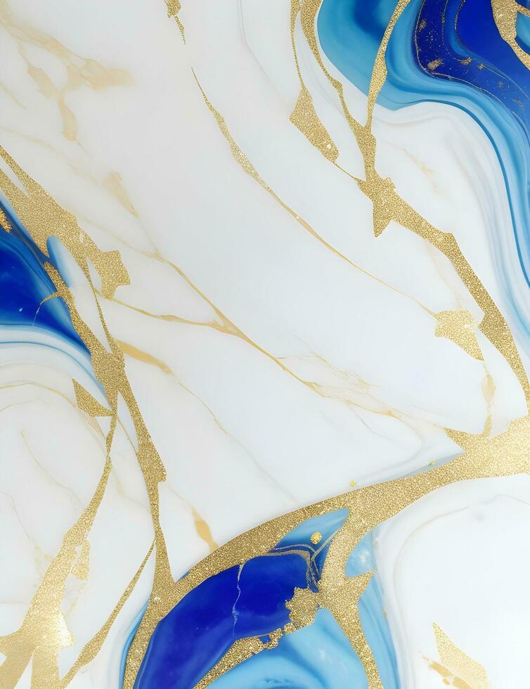 Gold and white marble with gold swirls AI Generative photo