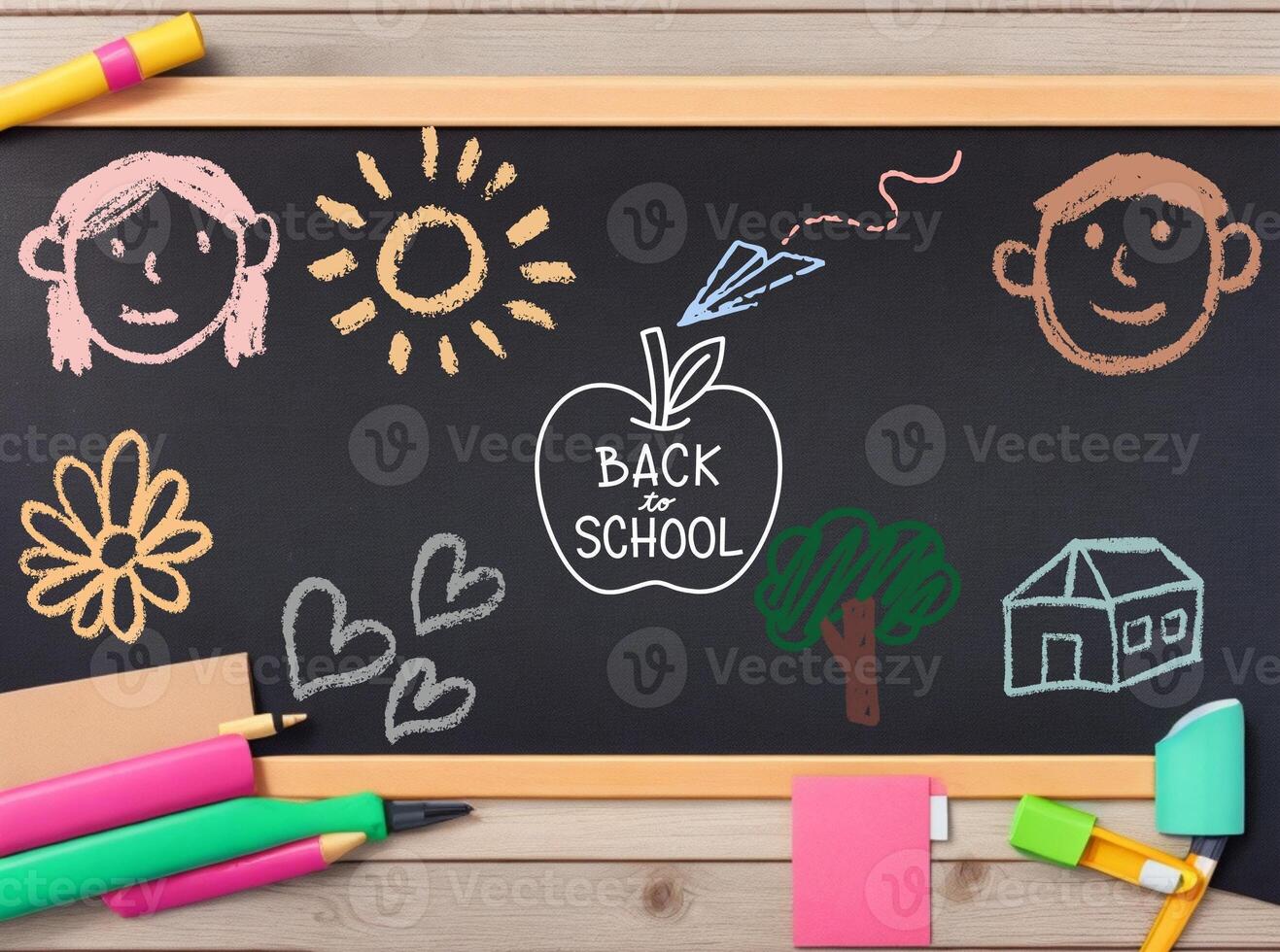 Back to School Chalkboard with chalk creativity AI Generative photo