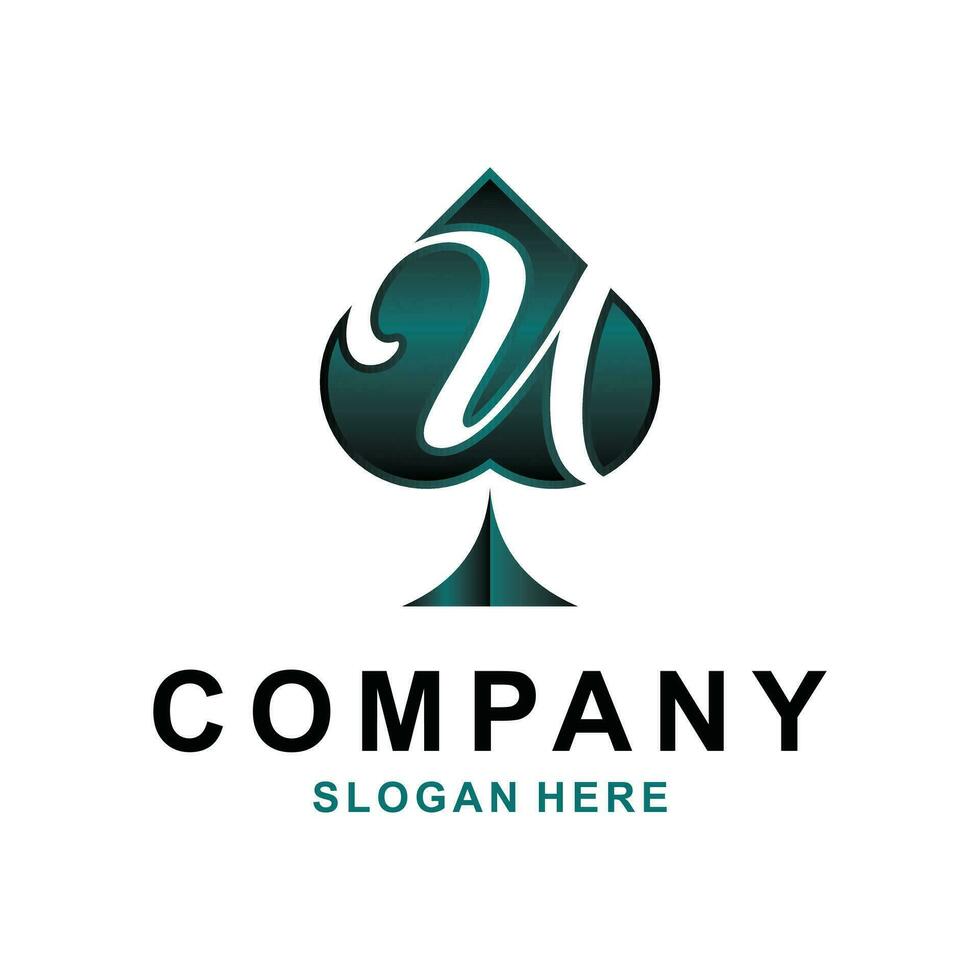Letter U Spade Logo icon design template flat vector, ace logo vector graphic minimalist suitable for your company