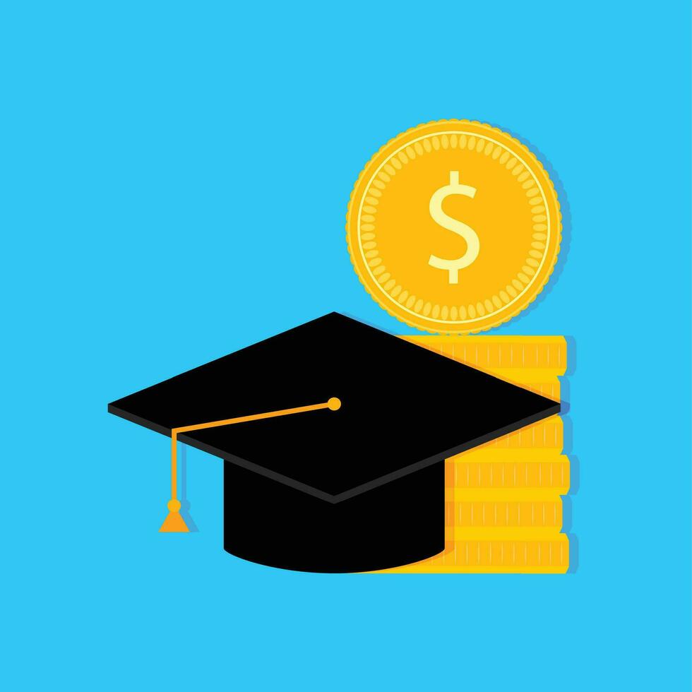 Investments in future. Scholarship and grant finance, degree university, vector illustration
