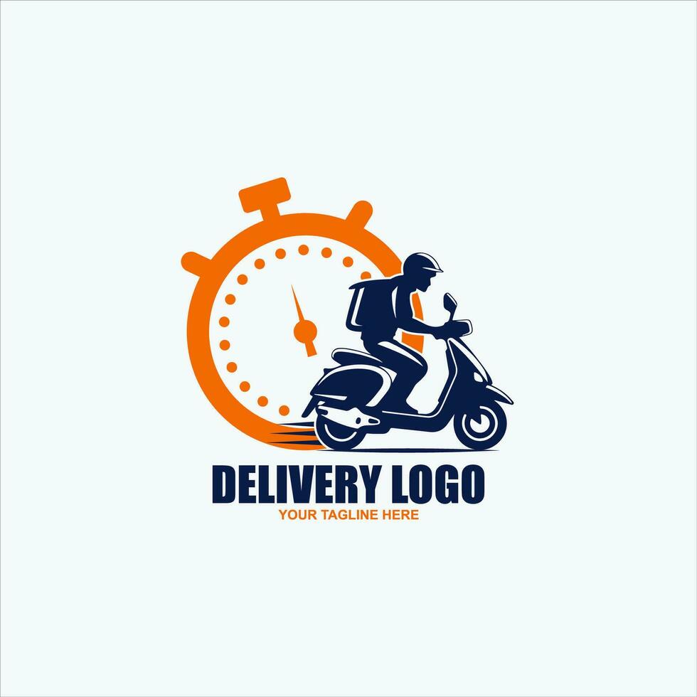 scooter logo with speed and delivery motorcycle icon vector