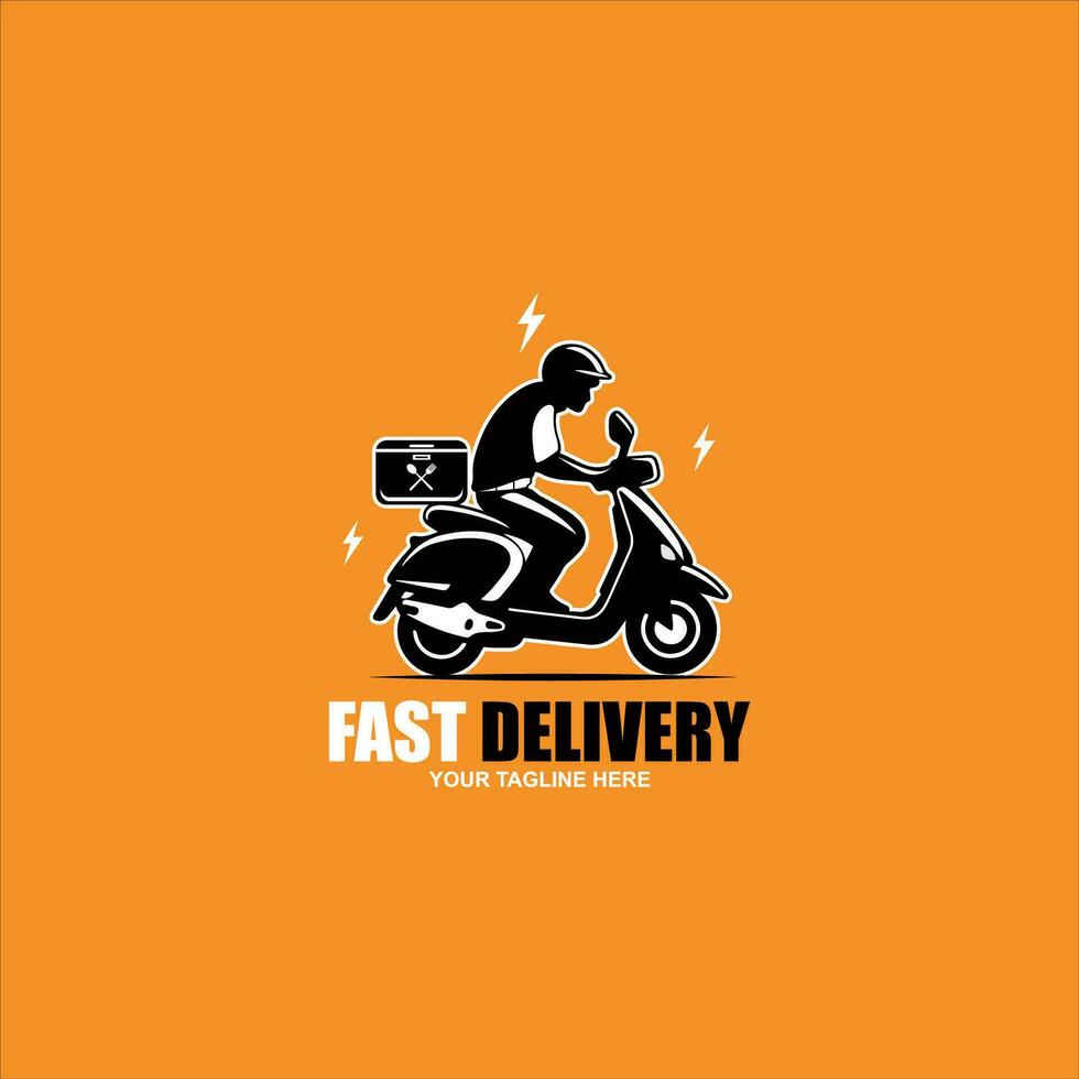 scooter logo with speed and delivery motorcycle icon vector