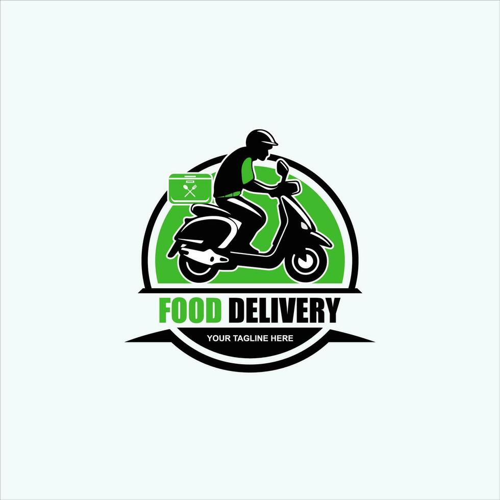 A man is riding a scooter. delivery logo vector