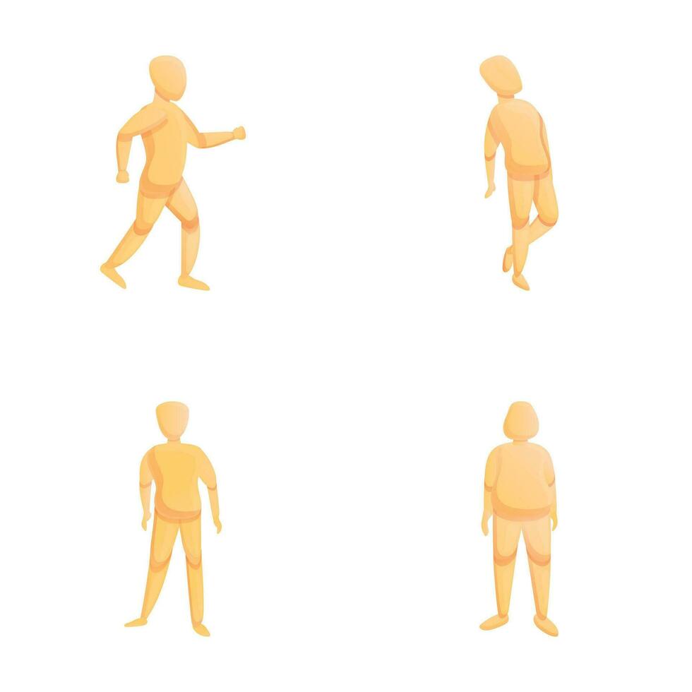 Mannequin icons set cartoon vector. Different new mannequin vector