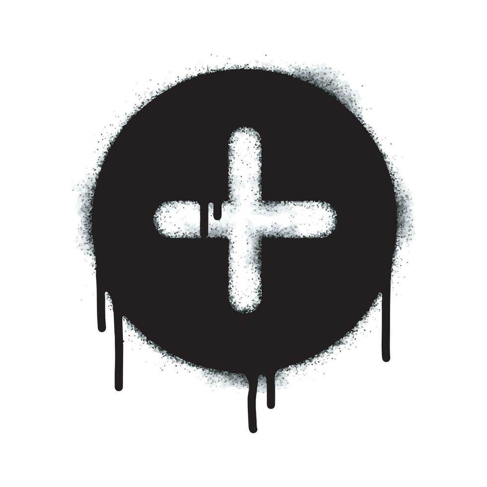rociar pintado pintada más o médico símbolo rociar icono aislado en blanco antecedentes. pintada advertencia símbolo con rociar en negro en blanco. vector