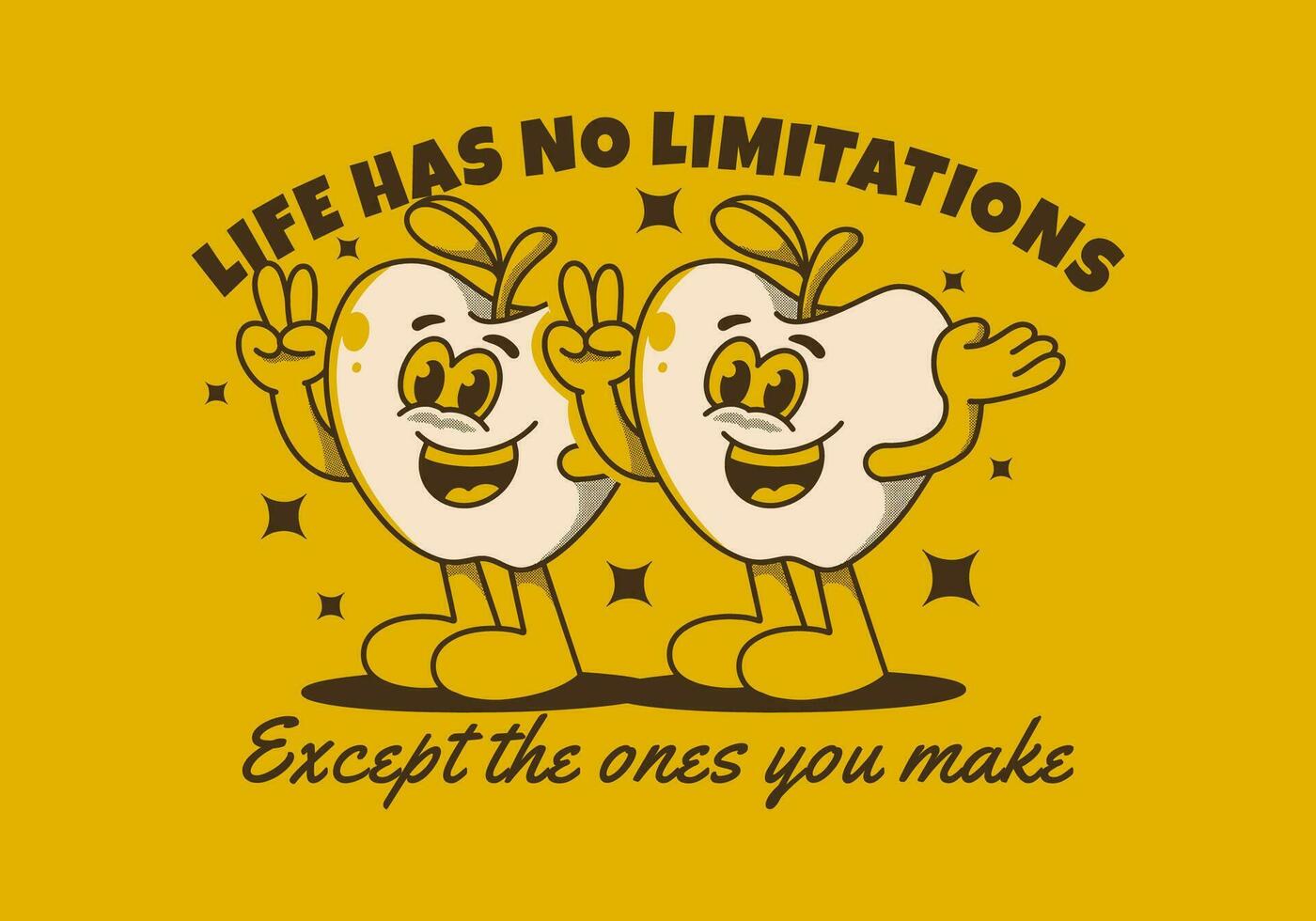 vida tiene No limitaciones, excepto el unos usted hacer. personaje de contento manzana vector