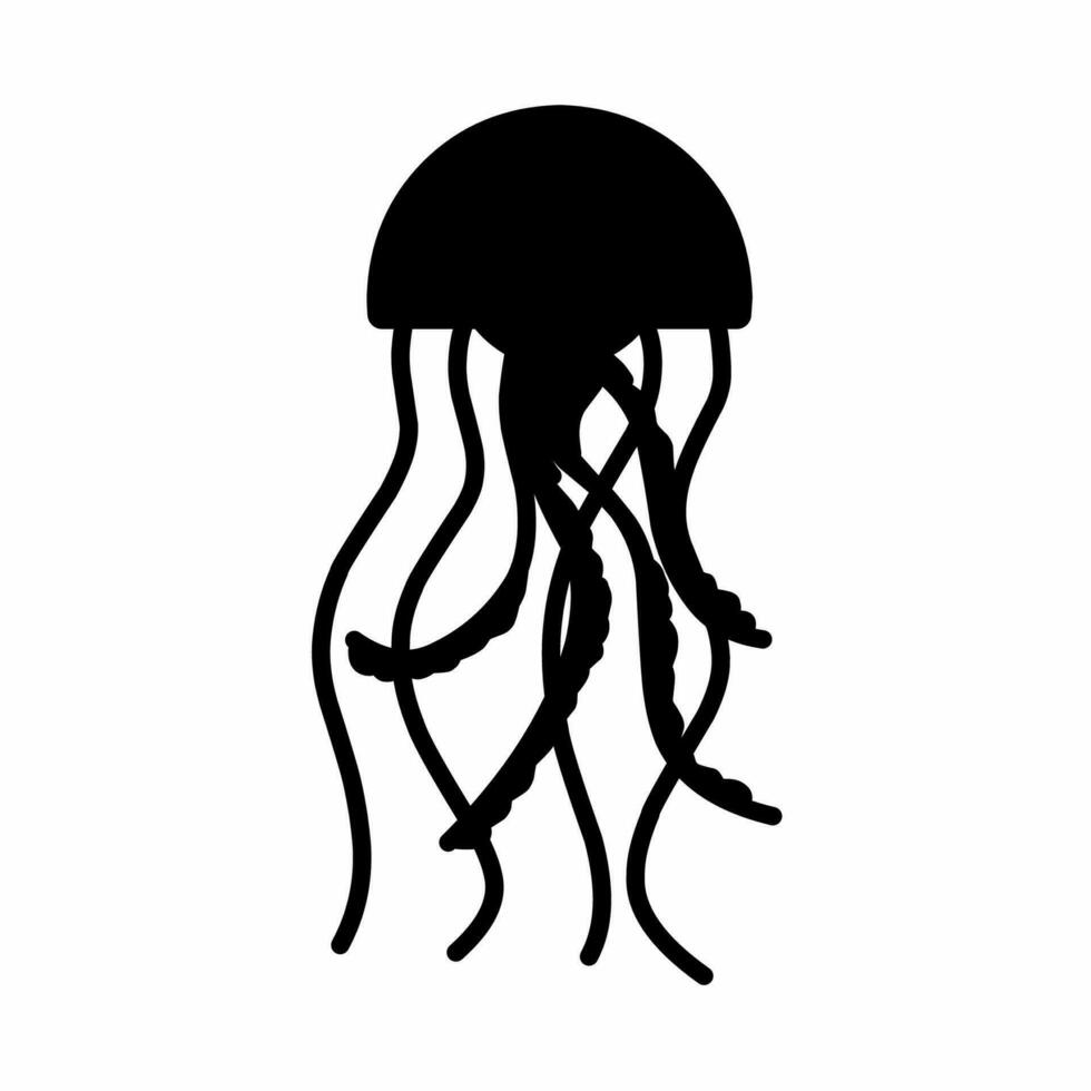 Jellyfish silhouette vector. Jellyfish silhouette can be used as icon, symbol or sign. Jellyfish icon vector for design of invertebrate, undersea or marine