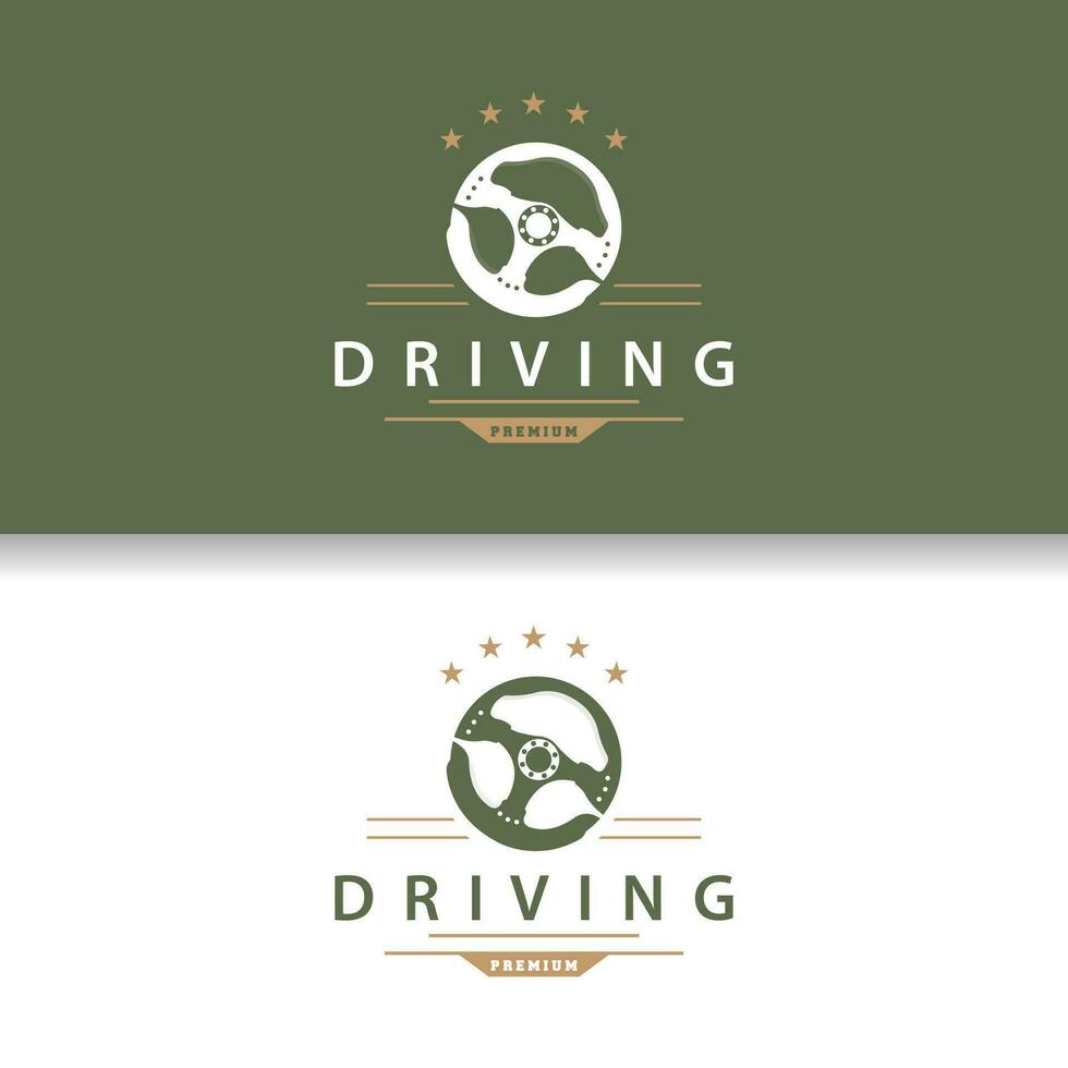 Steering Logo, Simple Vehicle Steering Business Design, Illustration of Racing, Repairing, Training Car Vintage Silhouette vector
