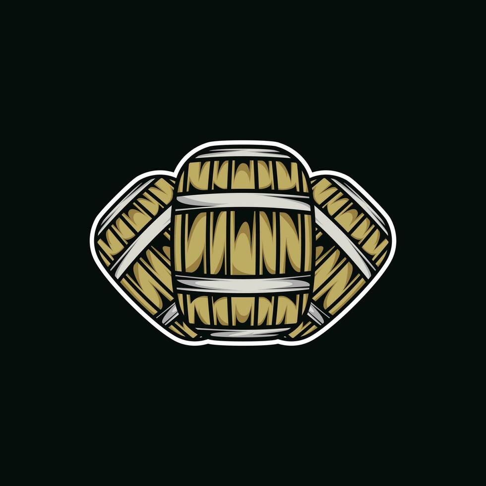 Illustration vector graphic Wooden barrel beer whiskey logo design