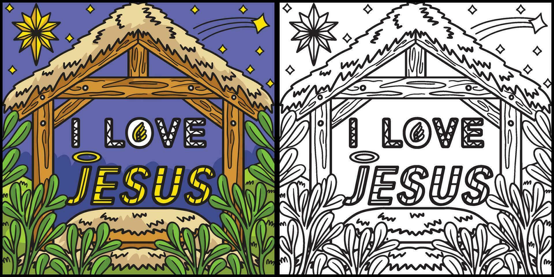 cristiano yo amor Jesús colorante página ilustración vector