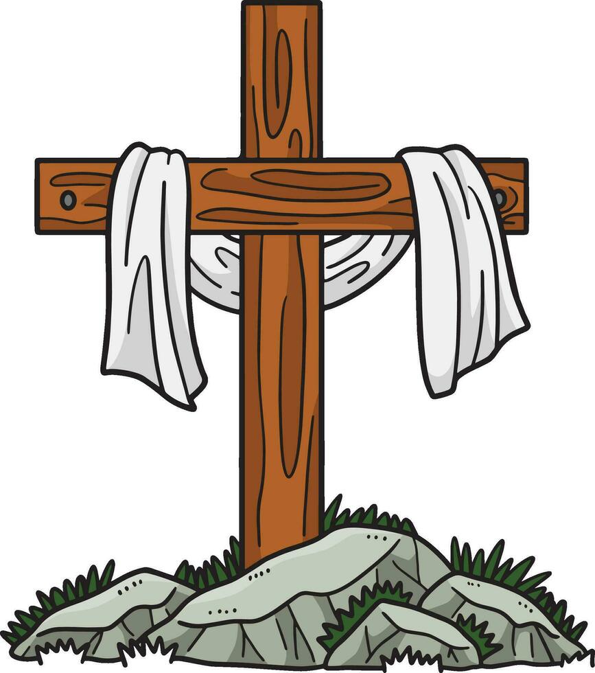 Christian Cross Draped with Fabric Cartoon Clipart vector