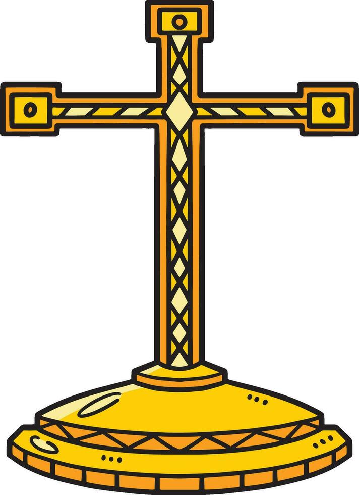 Christian Altar Cross Cartoon Colored Clipart vector