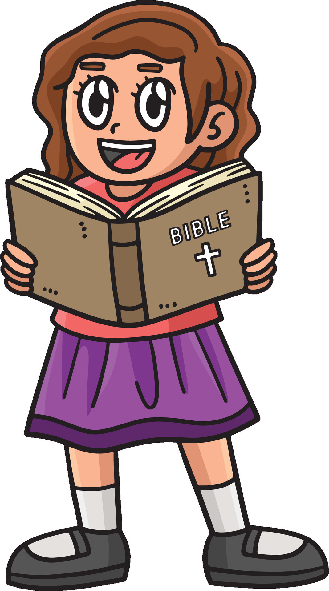 Christian Girl Reading the Bible Cartoon Clipart 34328408 Vector Art at
