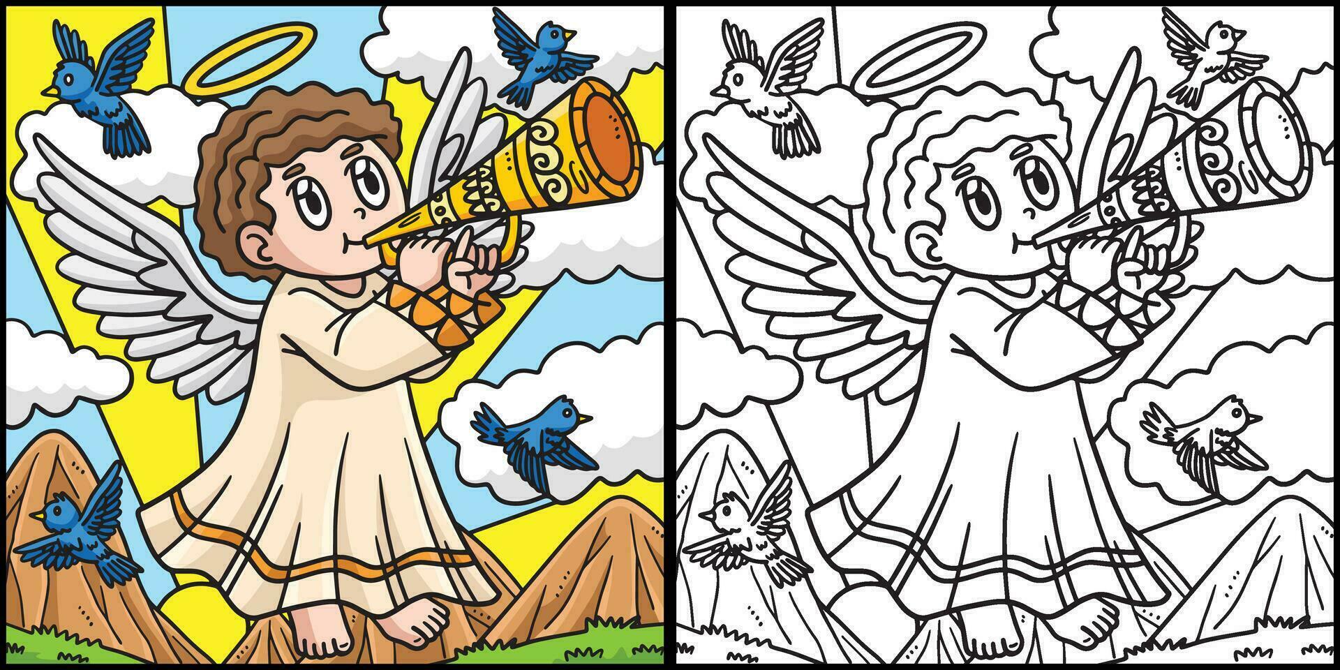 Christian Angel Blowing the Trumpet Illustration vector