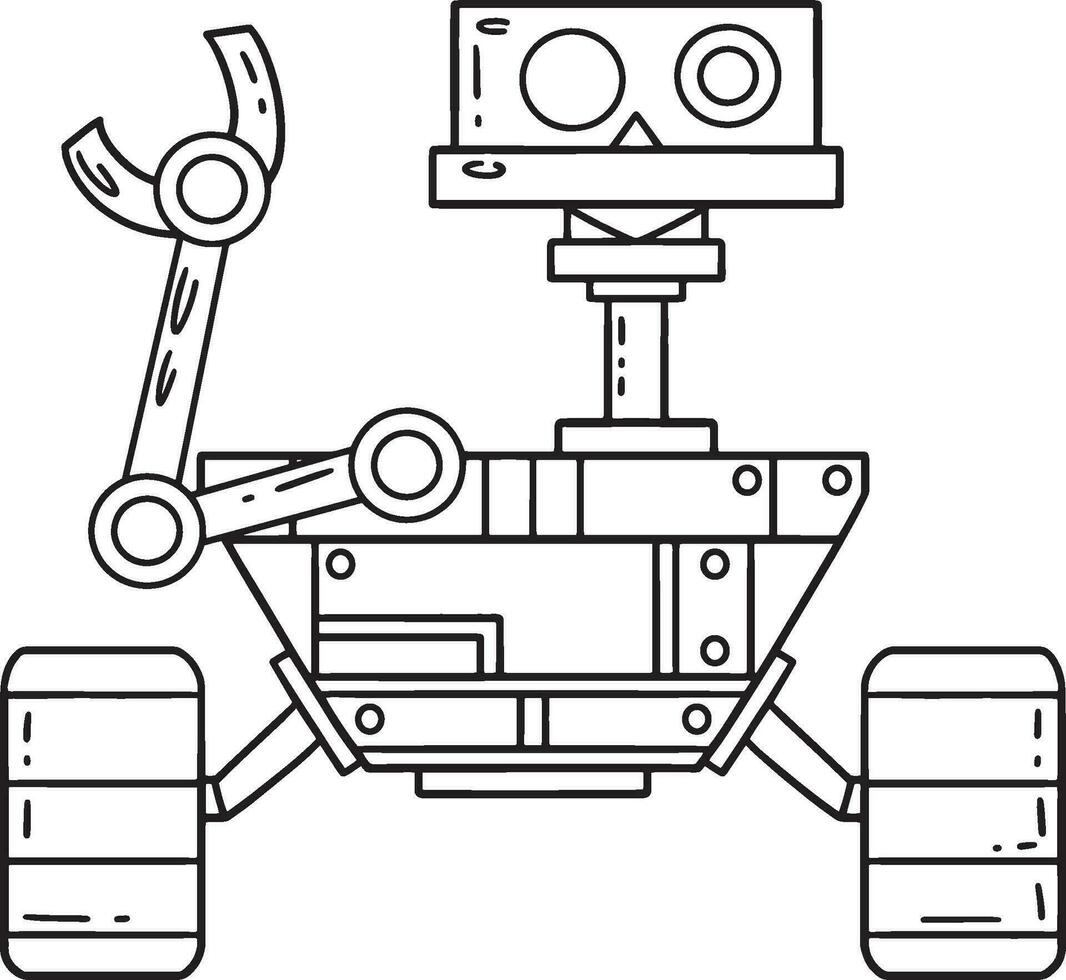 vagabundo robot aislado colorante página para niños vector