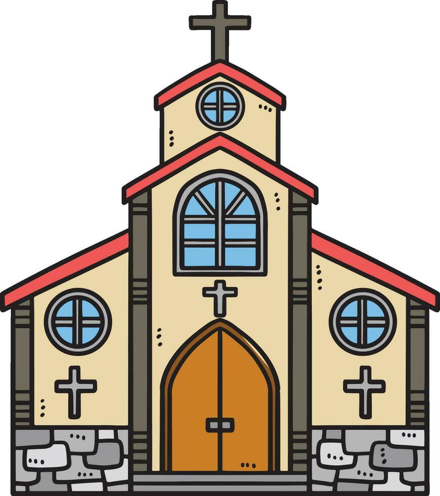 Christian Church Cartoon Colored Clipart vector