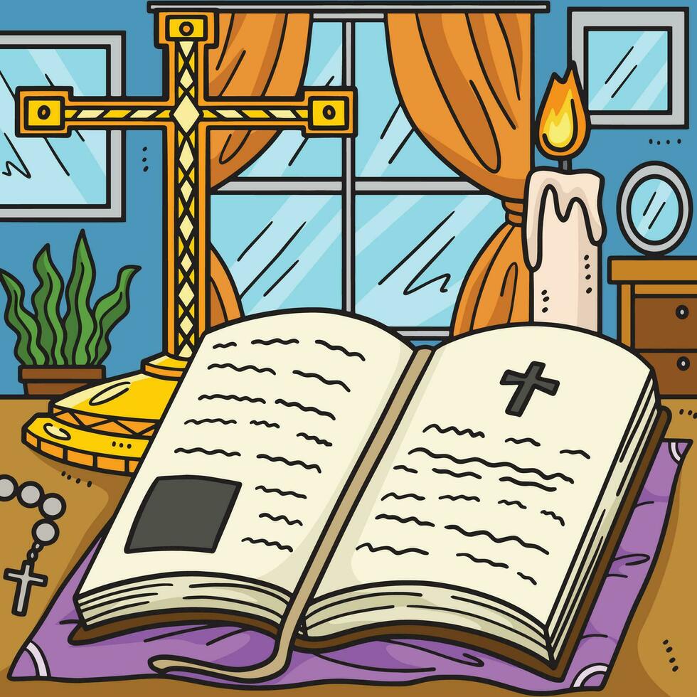 cristiano santo Biblia de colores dibujos animados ilustración vector