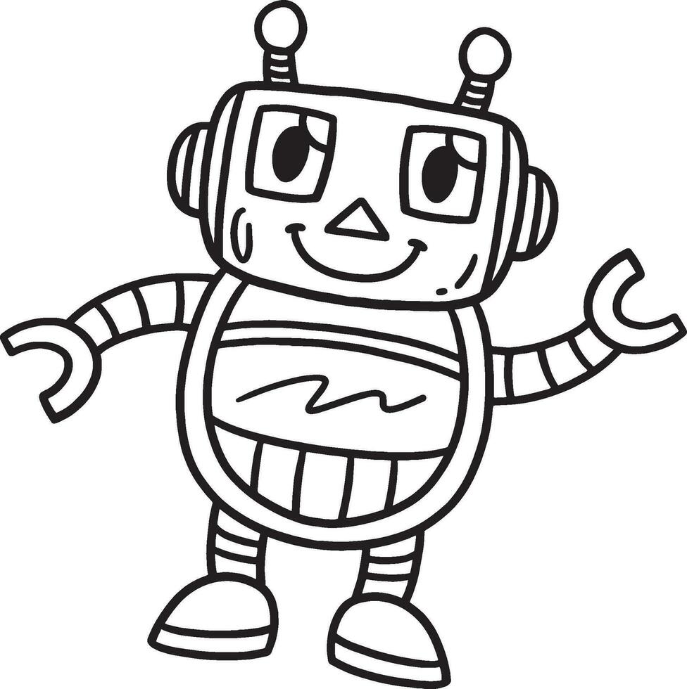 Robot Toy Isolated Coloring Page for Kids vector