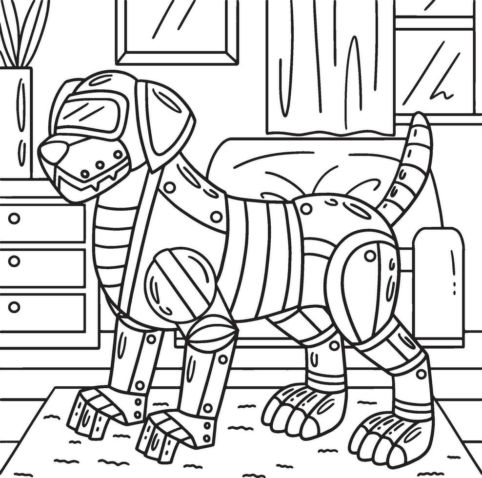 Robot Dog Coloring Page for Kids vector