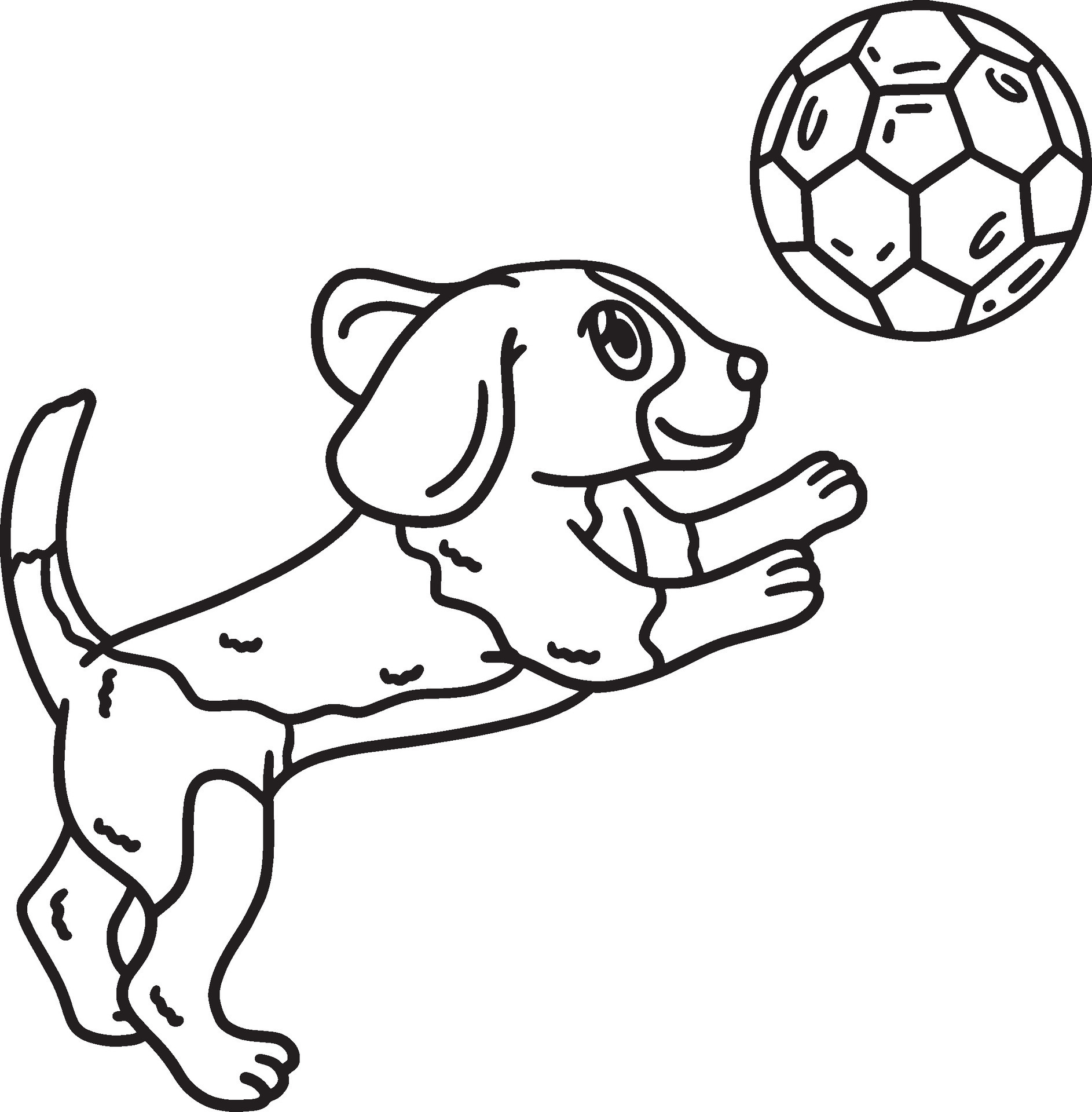 Dog Playing Soccer Isolated Coloring Page for Kids 34328519 Vector Art
