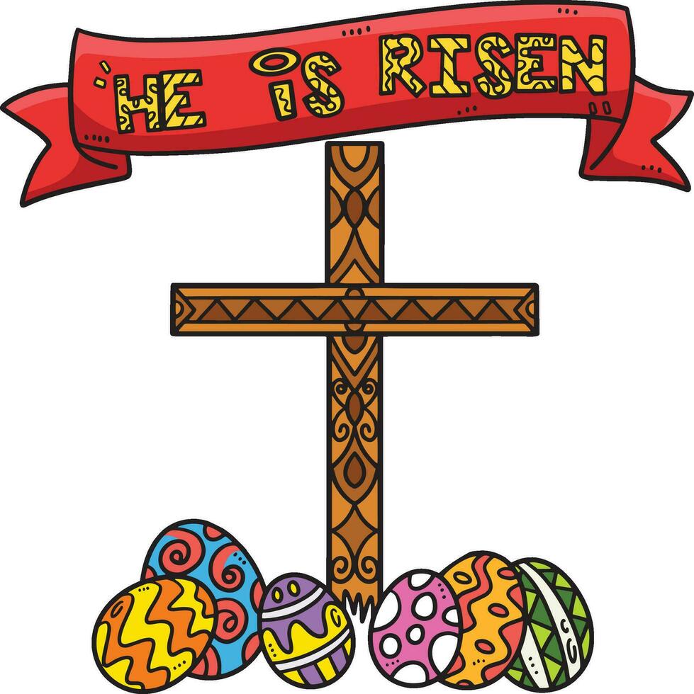 Christian He Is Risen Cartoon Colored Clipart vector
