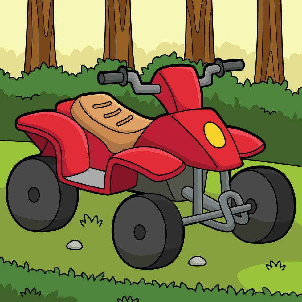 Quad Bike Vehicle Colored Cartoon Illustration vector